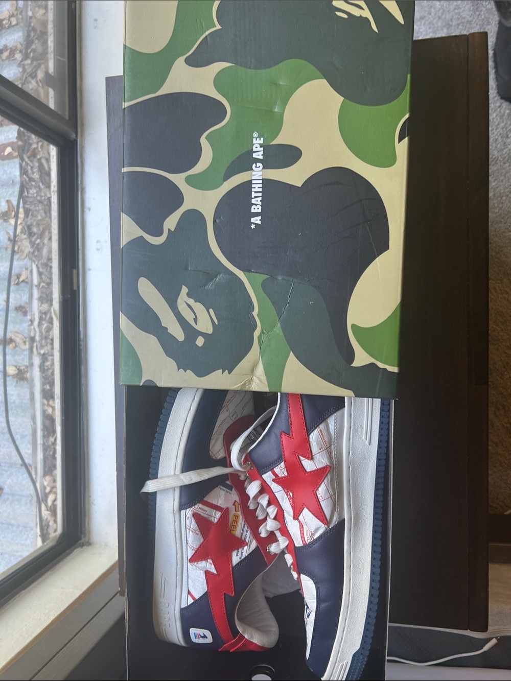 A Bathing Ape BAPE x BAPESTA Red & Navy Star Sneakers
